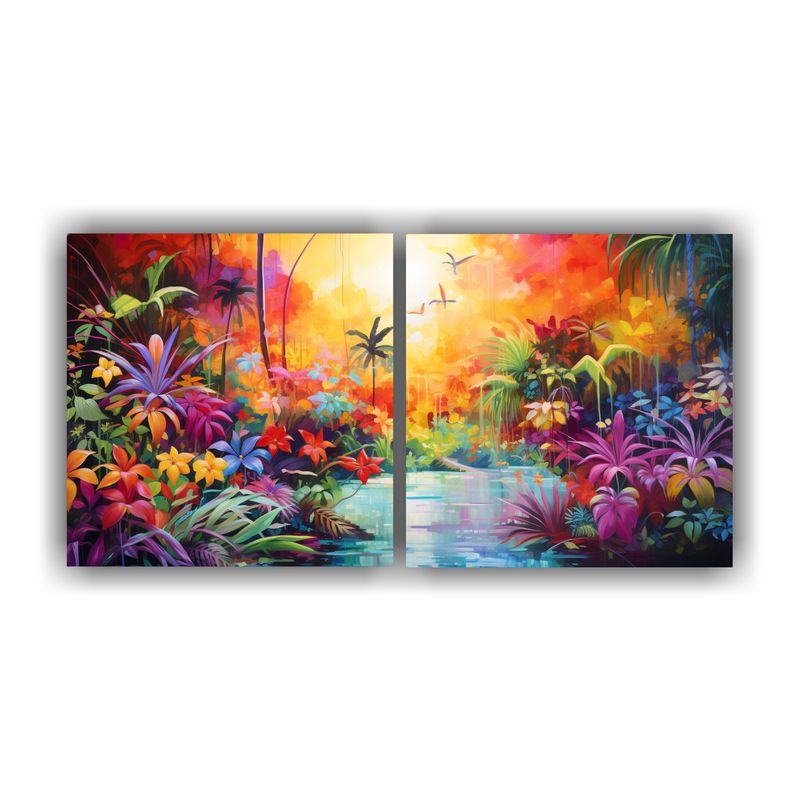 GENERICO - Cuadro De Vida Abstracto: Interpreta El Paraíso Tropical En 160x80cm