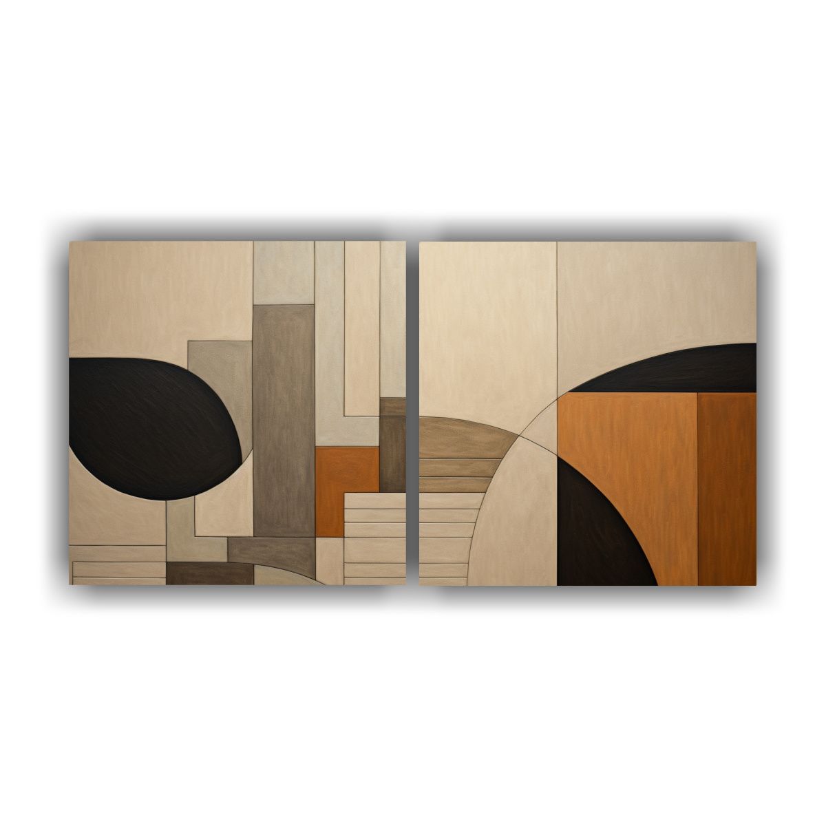 GENERICO - Dos Composiciones Dibujo Luminosa En Tonos Apagados Y Terros 160x80cm