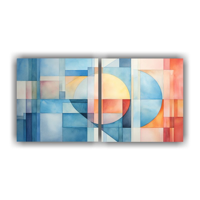GENERICO - Pintura Decorativa Geométrica Enigmática: Dos Cuadros Armo 160x80cm