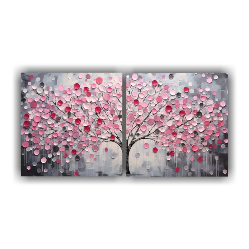GENERICO - Set 2 Cuadros Vanguardia Obra Maestra Imagen árbol En Rosa  160x80cm