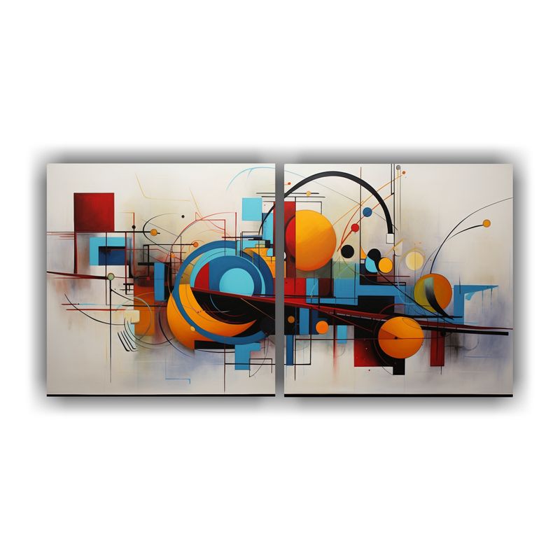 GENERICO - Pinturas Decorativas Que Fusionan Geometría Abstracta Y Not 160x80cm