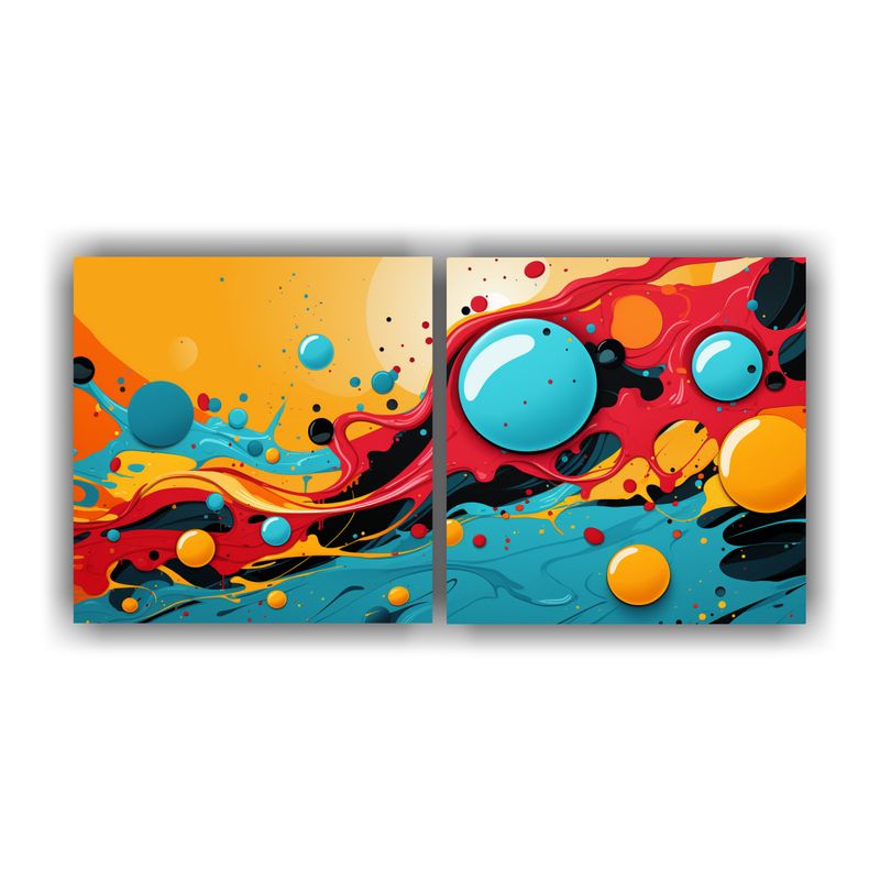 GENERICO - Cuadros Abstractos Intensos Diseño Popart Mobile Set 2 160x80cm