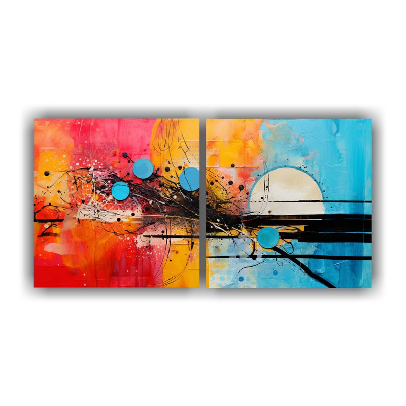 GENERICO - Cuadros Abstractos Juveniles Con Texturas Y Colores Combinad 160x80cm