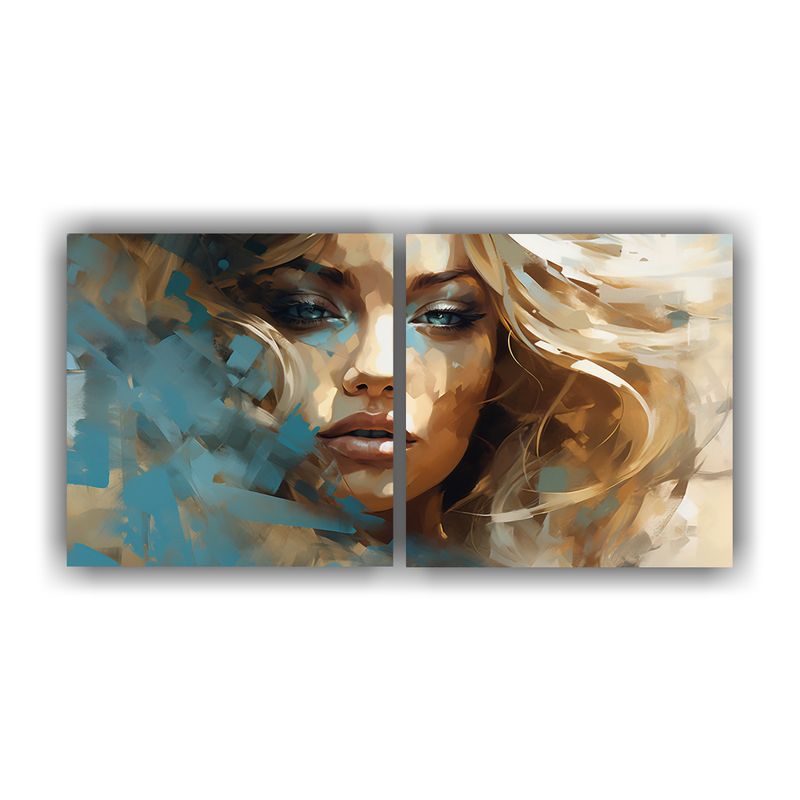 GENERICO - Pintura Abstracta En Bastidor Con Perspectiva De Dos Telas 160x80cm