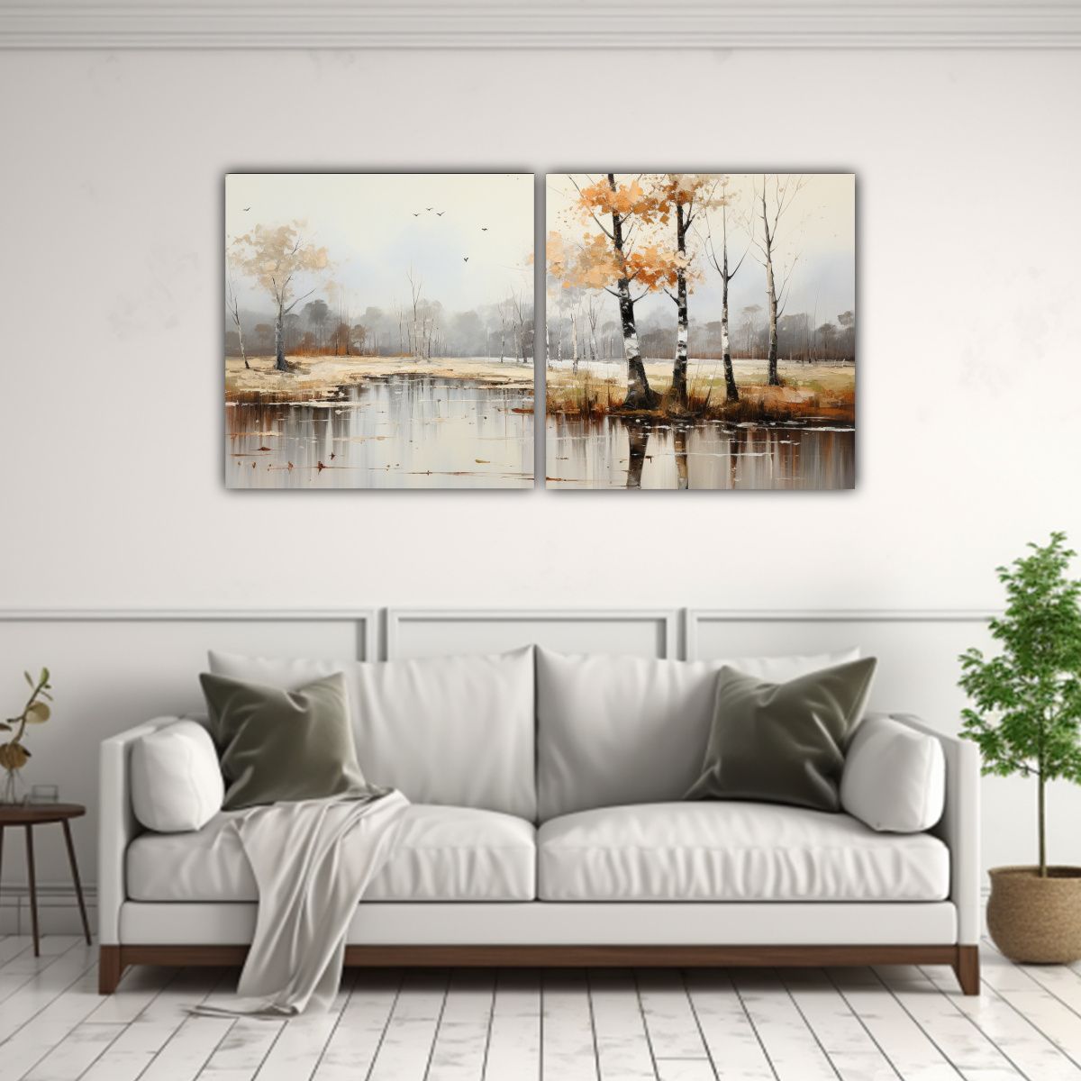 GENERICO - Cuadros Dibujo Habitación árbol Abstracto En Plateado Y Gr 160x80cm