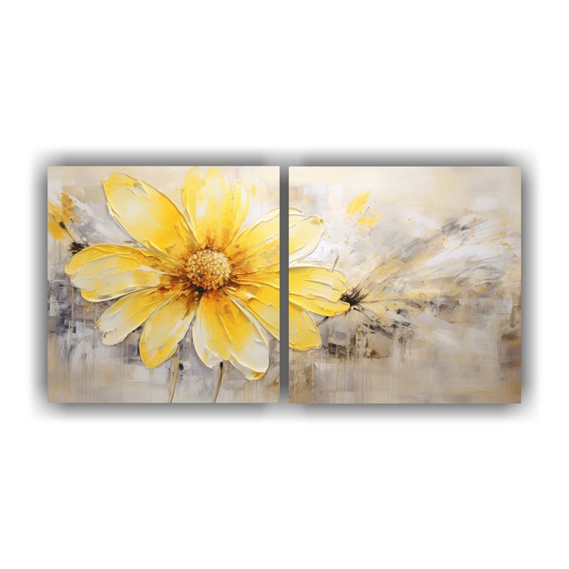 GENERICO - Pintura En Lienzo Estilo Amarillo Flores Sobre Bastidor De M 160x80cm
