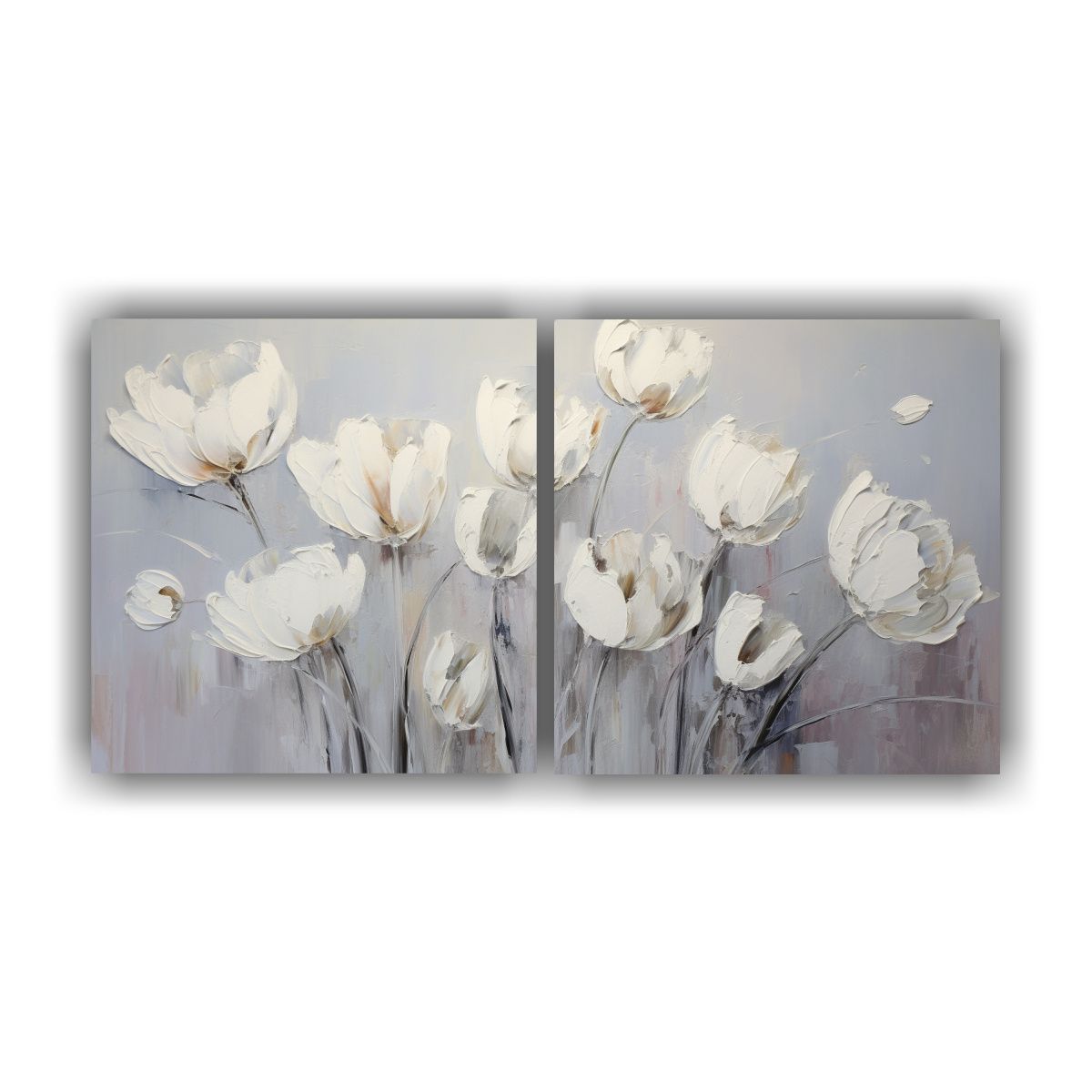 GENERICO - Pintura De Dos Cuadros Formando Intensidad De Tulipanes Blan 160x80cm