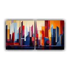 GENERICO - Cuadro Abstracto De La Escena De Una Ciudad En El Estilo De 160x80cm