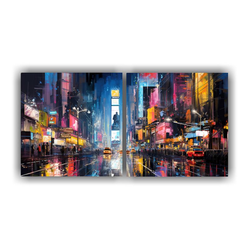 GENERICO - Pintura Enigmática De Una Bulliciosa Calle De La Ciudad En  120x60cm