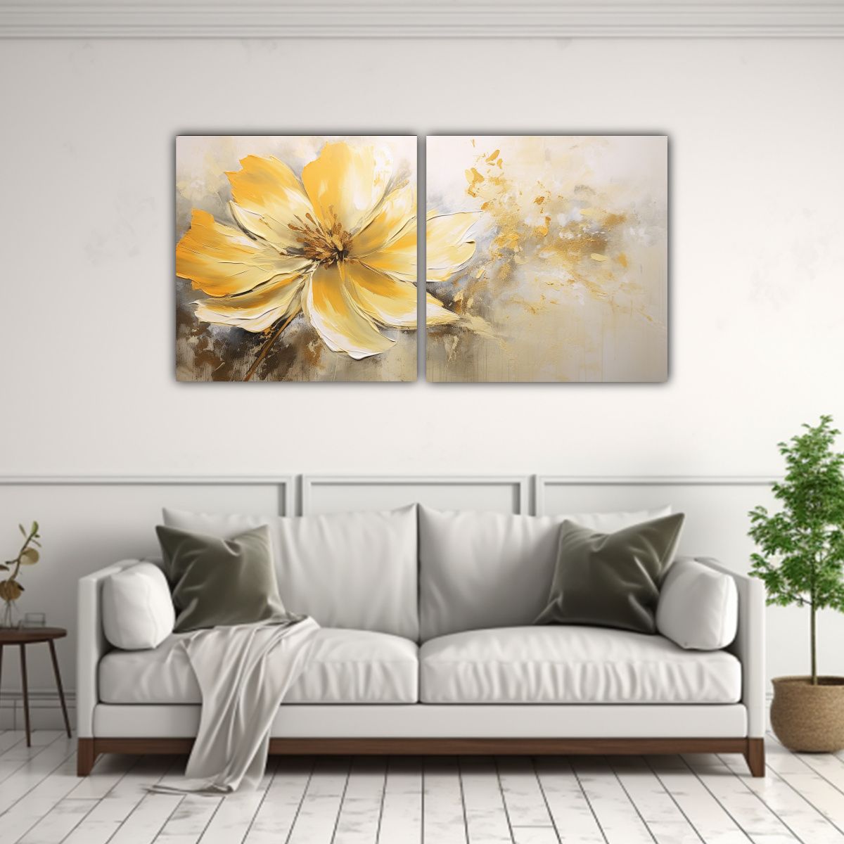 GENERICO - Cuadros Flor Amarilla Con Impacto Visual En Lienzo 160x80cm