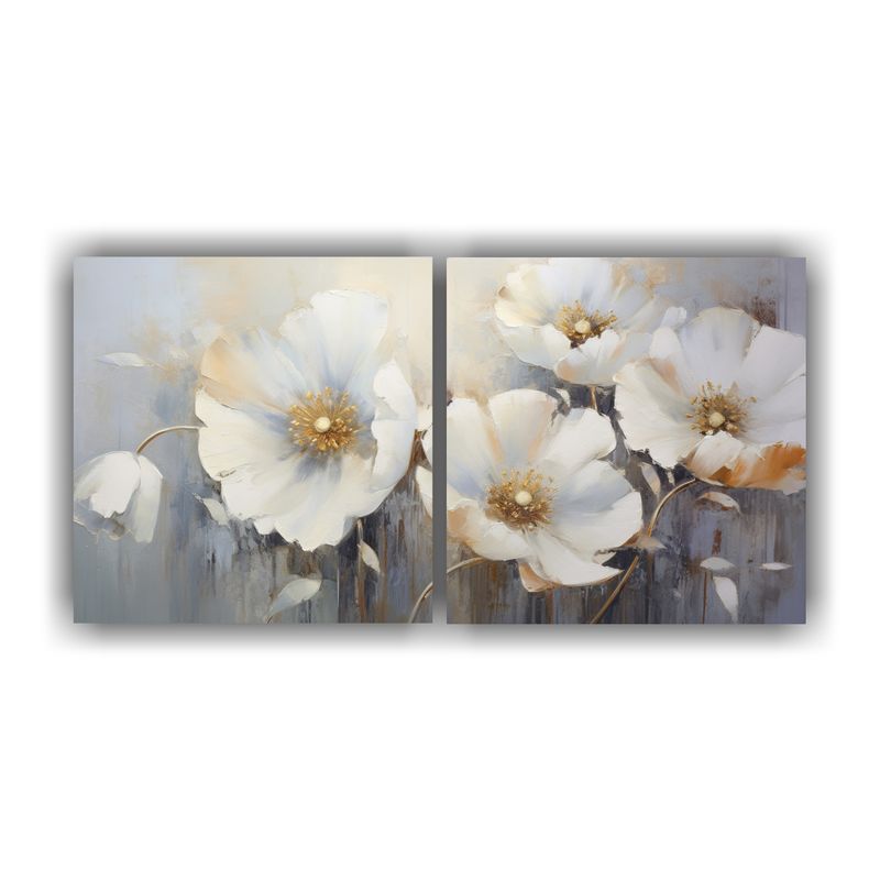 GENERICO - Cuadro De Amapolas Blancas En Estilo Decorativo Clásico En  160x80cm