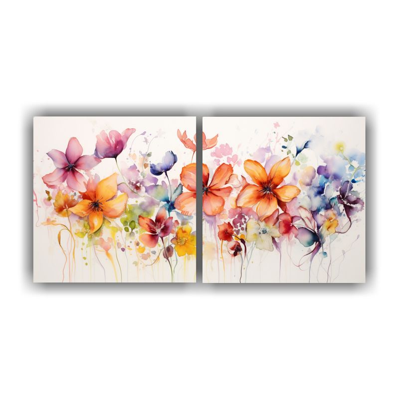 GENERICO - Cuadros Modernos De Flores Abstractas En Acuarela 160x80cm