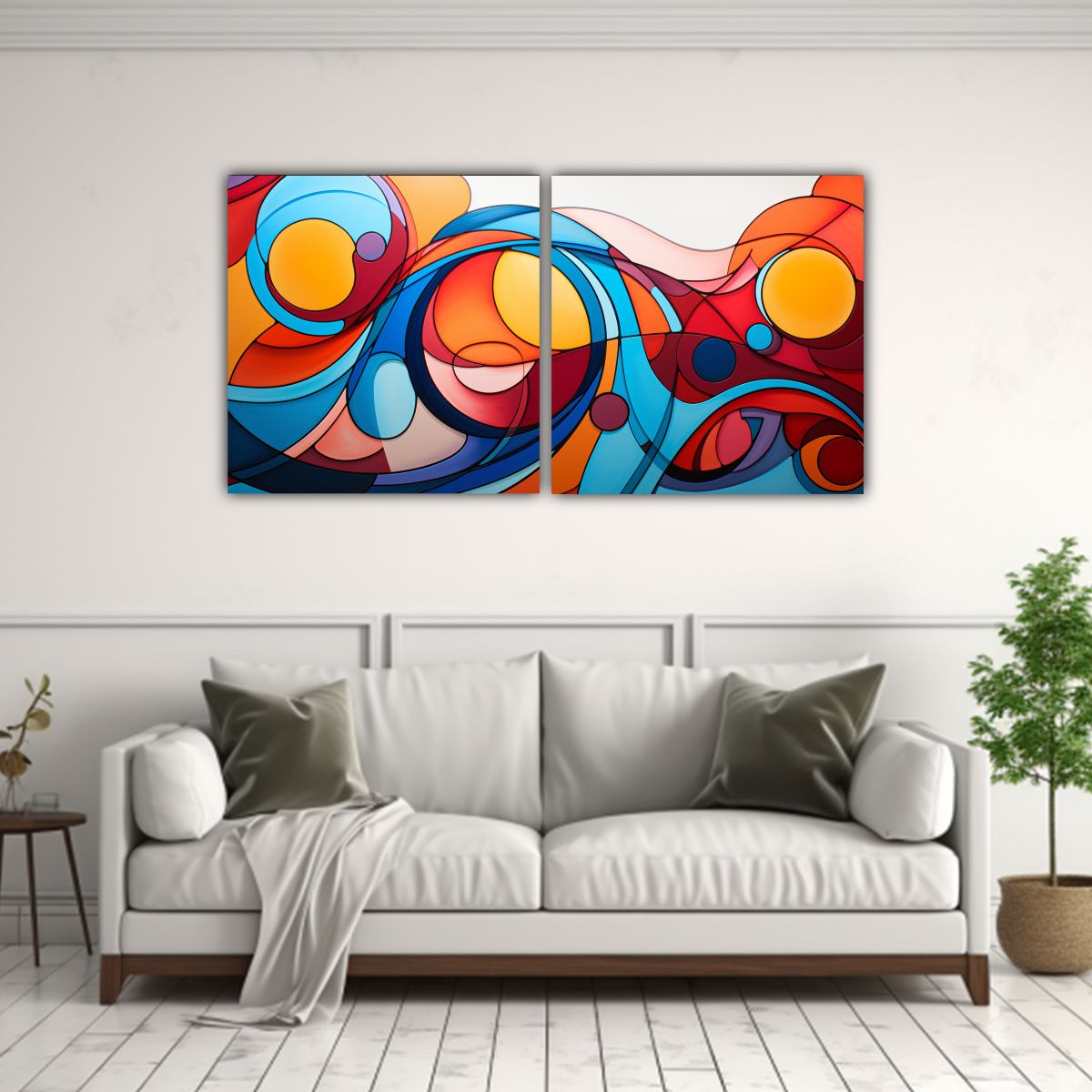 GENERICO - Conjunto 2 Telas Tema Belleza Abstracta En Bastidor 160x80cm