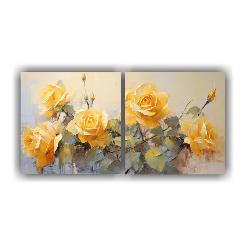 GENERICO - Cuadros Cuadro Estrellados Con Rosas Amarillas En Lienzo Al  160x80cm