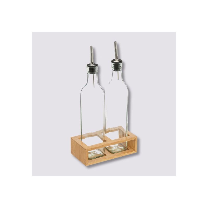 5FIVE - Set botellas para aceite y vinagre de 0,5 Lt incl. soporte de bambú