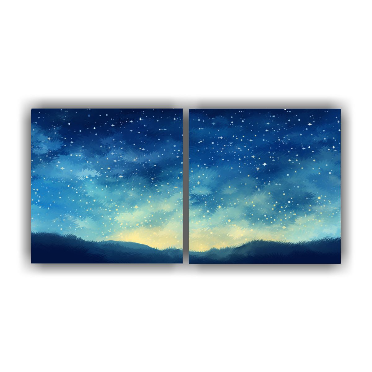 GENERICO - Pintura Set 2 Canvas Colores Refinado De La Noche Estrellada 160x80cm