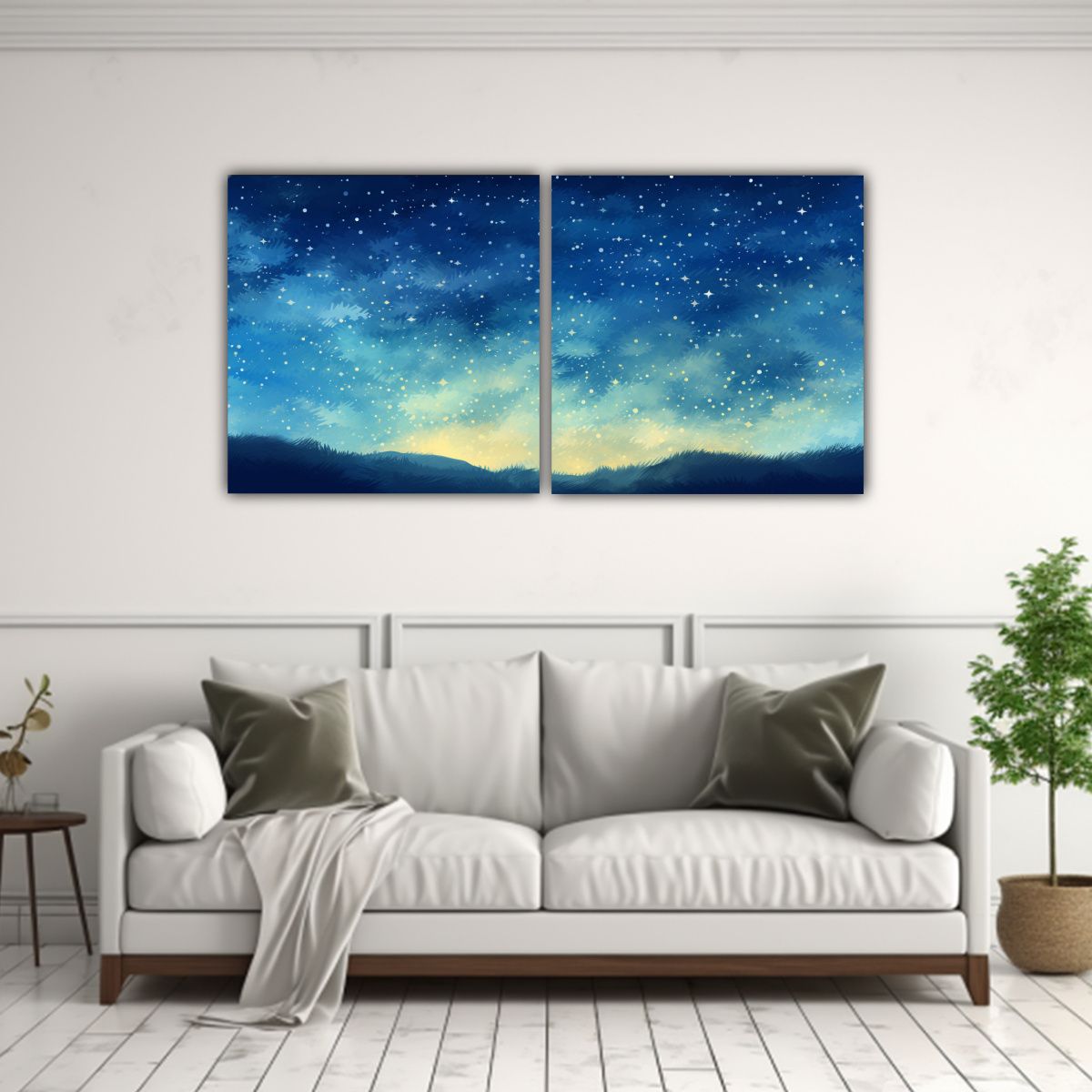 GENERICO - Pintura Set 2 Canvas Colores Refinado De La Noche Estrellada 160x80cm