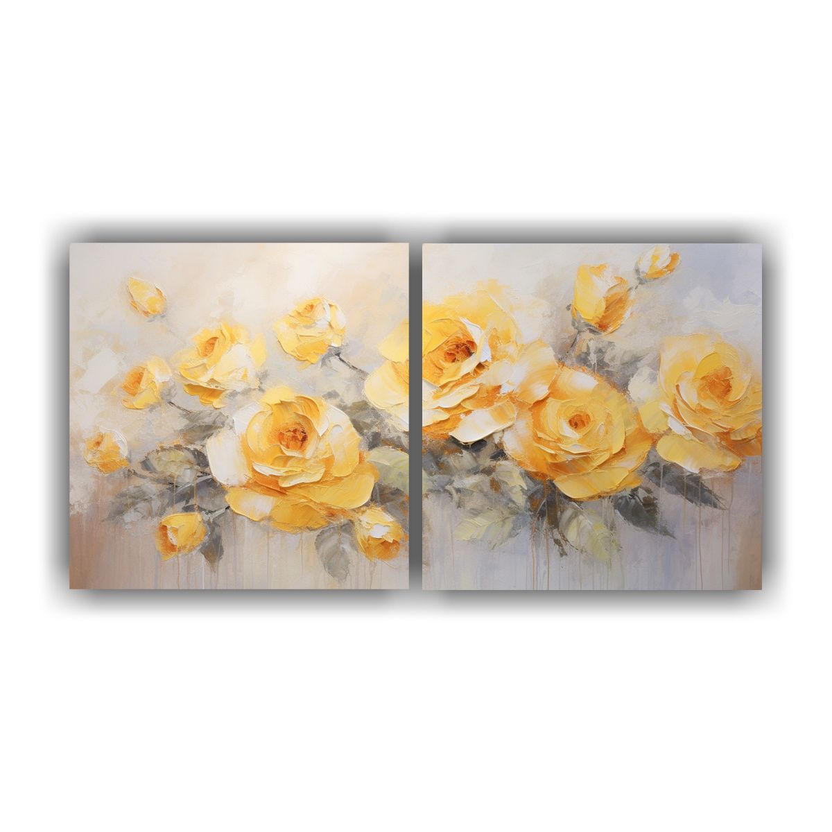 GENERICO - Cuadro Hermoso De Rosas Amarillas En Lienzo Al Estilo De 160x80cm