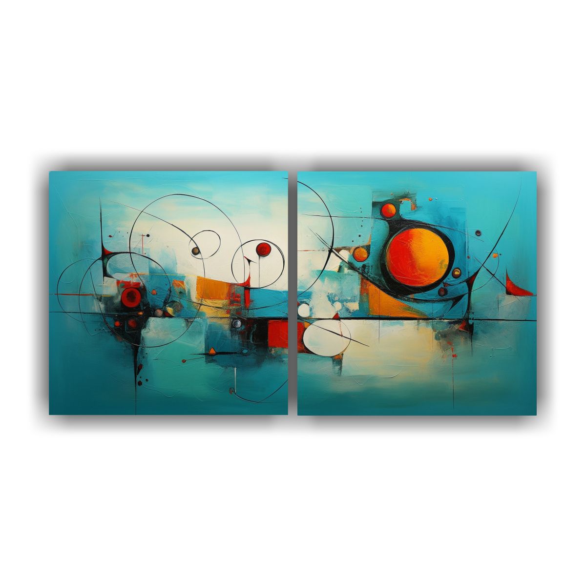 GENERICO - Pinturas Abstractas Turquesa Para Decoración: Dos Majestuos 160x80cm