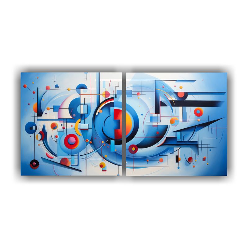 GENERICO - Cuadro Abstracto Azul En Estilo Moderno Con Esquema En Basti 160x80cm