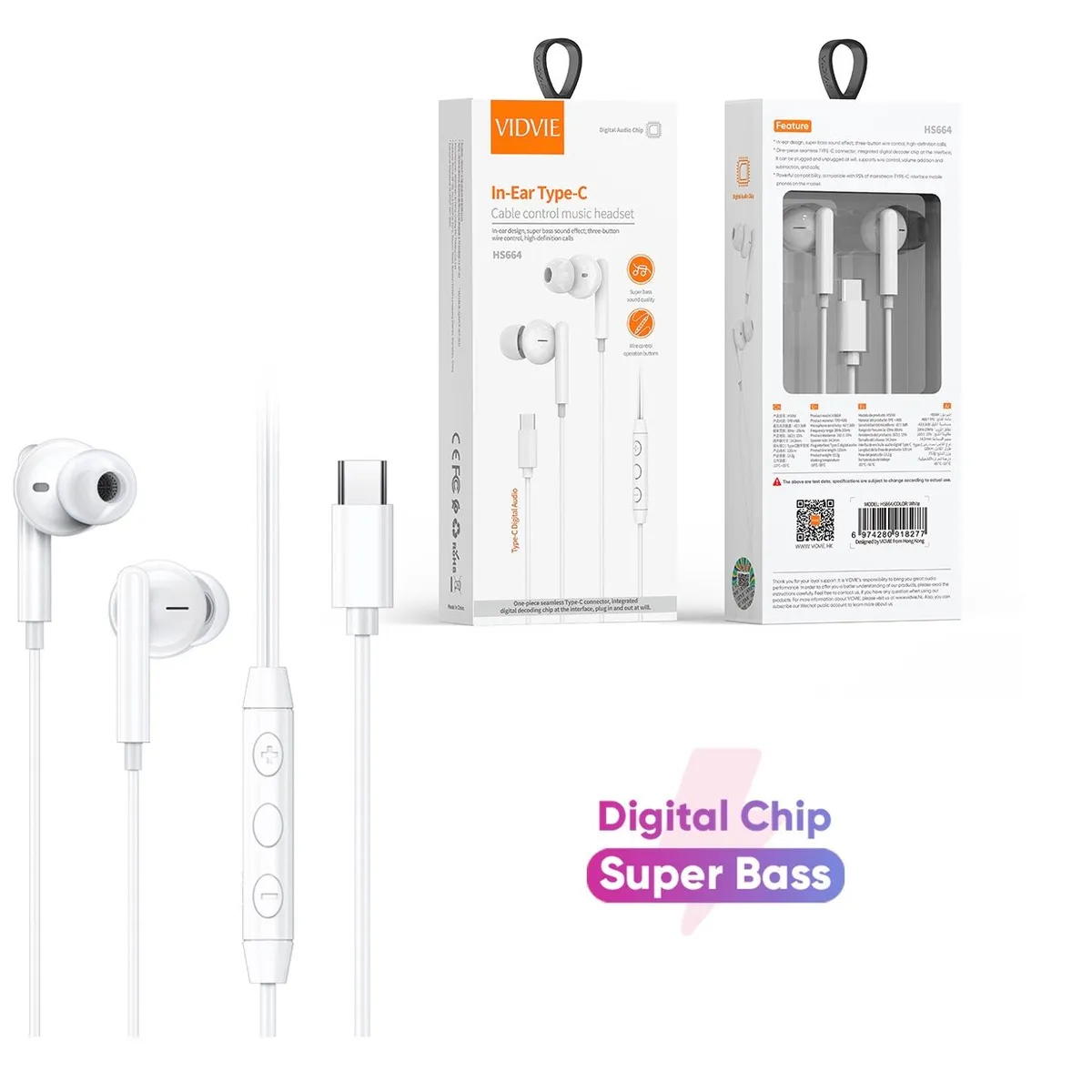 GENERICO - Audífonos Manos Libres Micrófono Vidvie HS664 TipoC