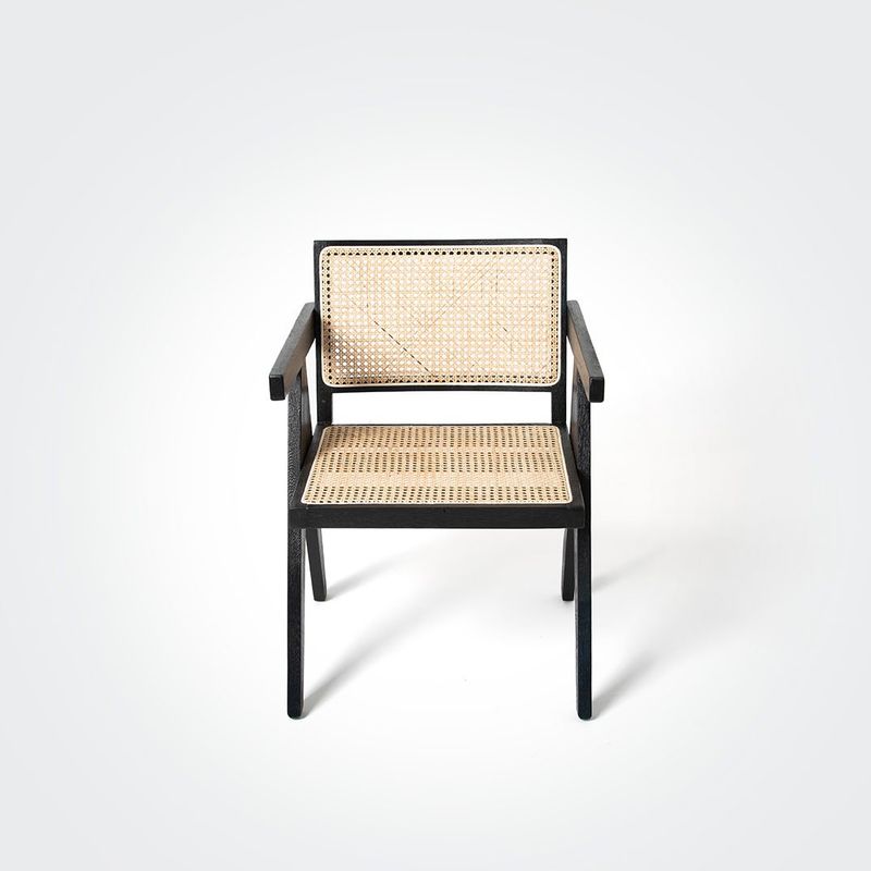 MILK - SILLON PIERRE NEGRO NATURAL RATTAN
