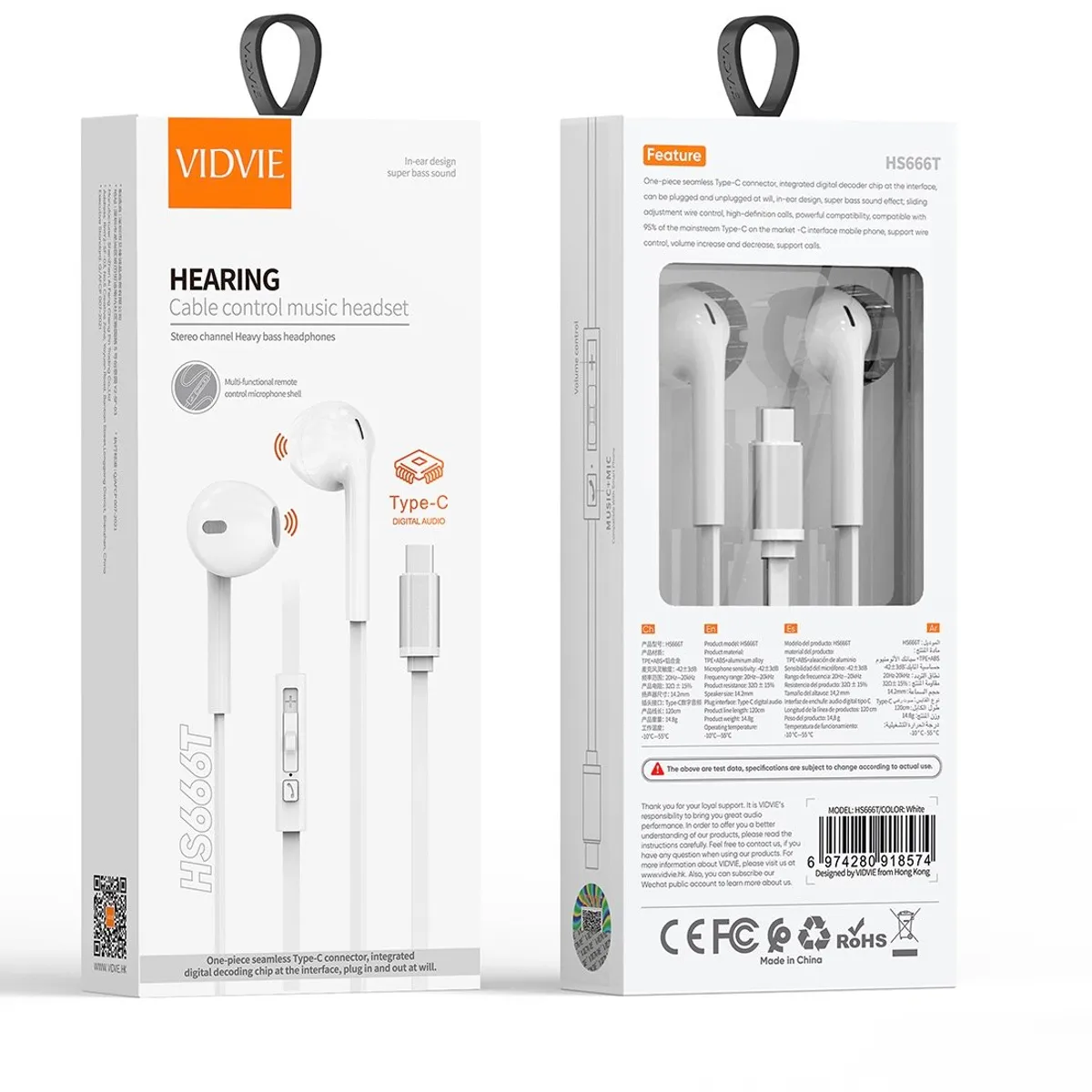 GENERICO - Audífonos Manos Libres Micrófono Vidvie HS666T TipoC