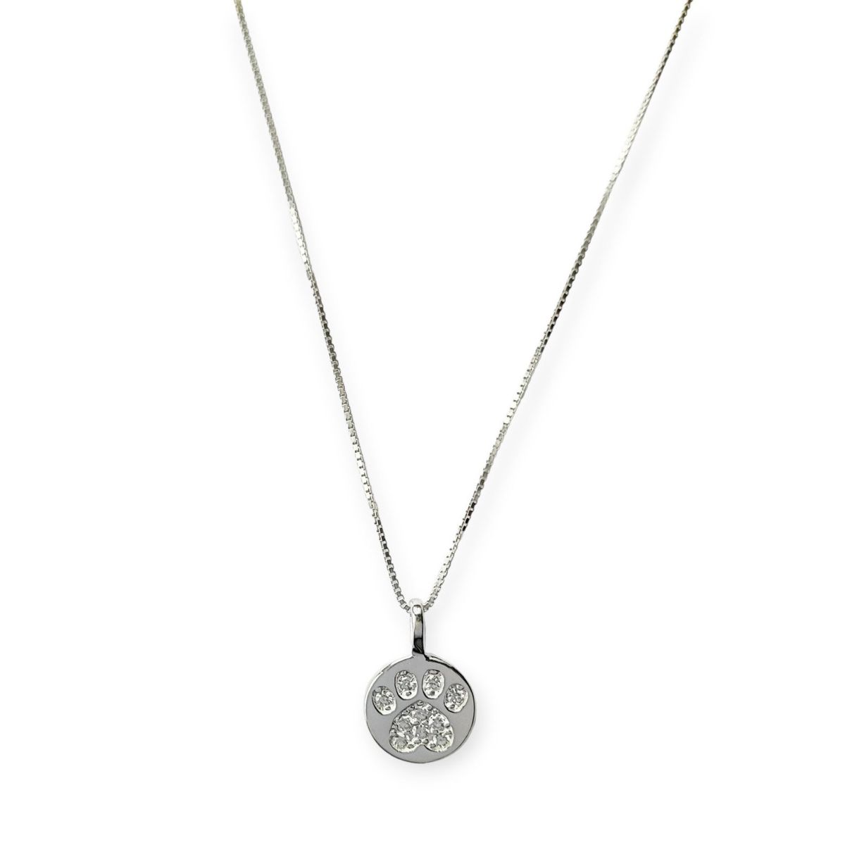 COGGIOLA - Collar Huella Circón Blanco Plata Fina 925