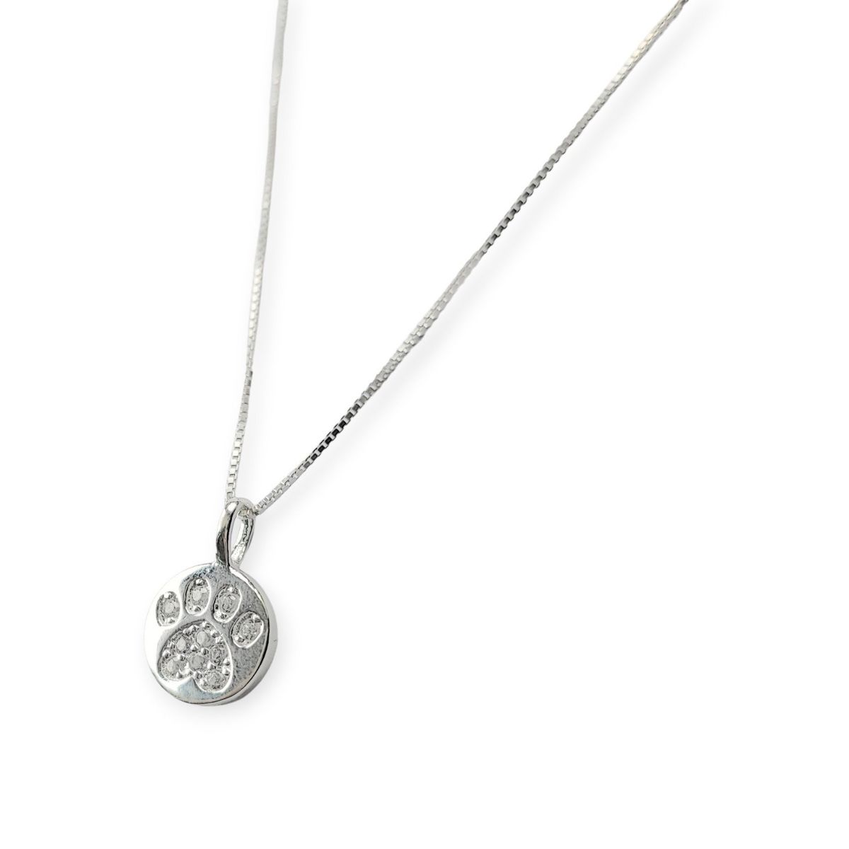 COGGIOLA - Collar Huella Circón Blanco Plata Fina 925