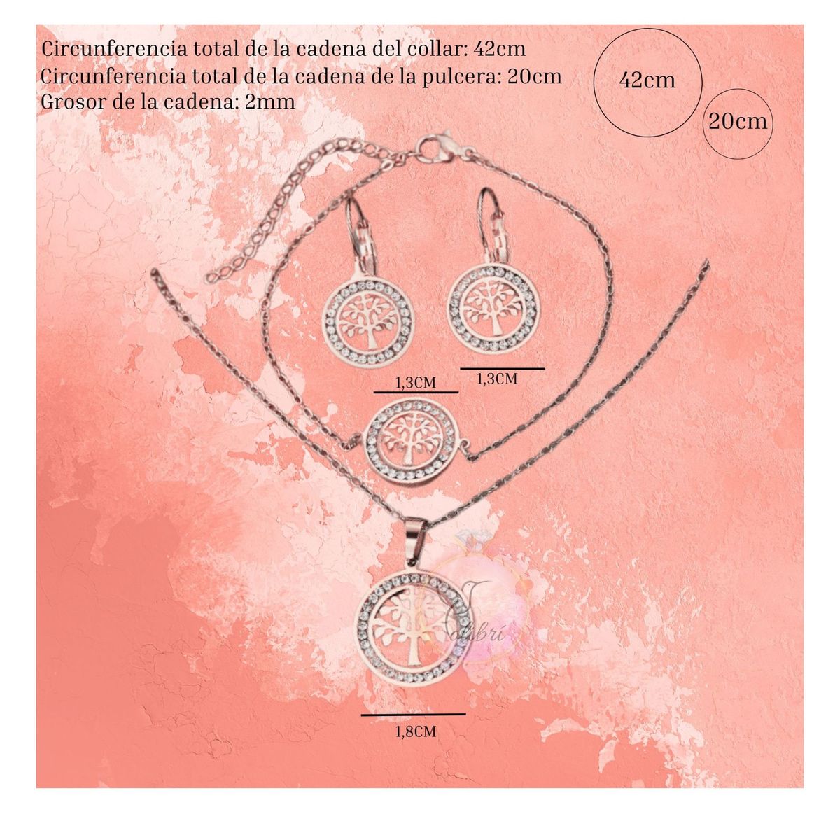 GENERICO - Conjunto de collar pulsera y aretes para niña