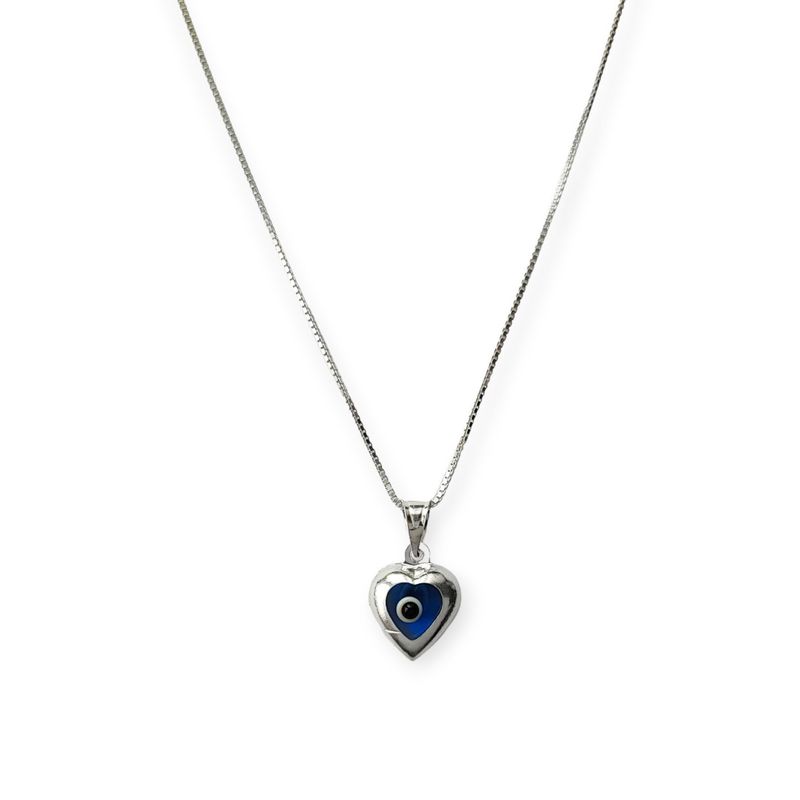 ANDREA COGGIOLA JOYAS - Collar Corazón Ojo Turco Cristal Plata Fina 925