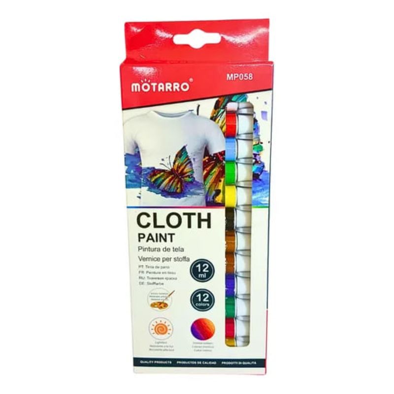 MOTARRO - Tempera Para Telas Pack De 12 Colores Basicos 12 ml