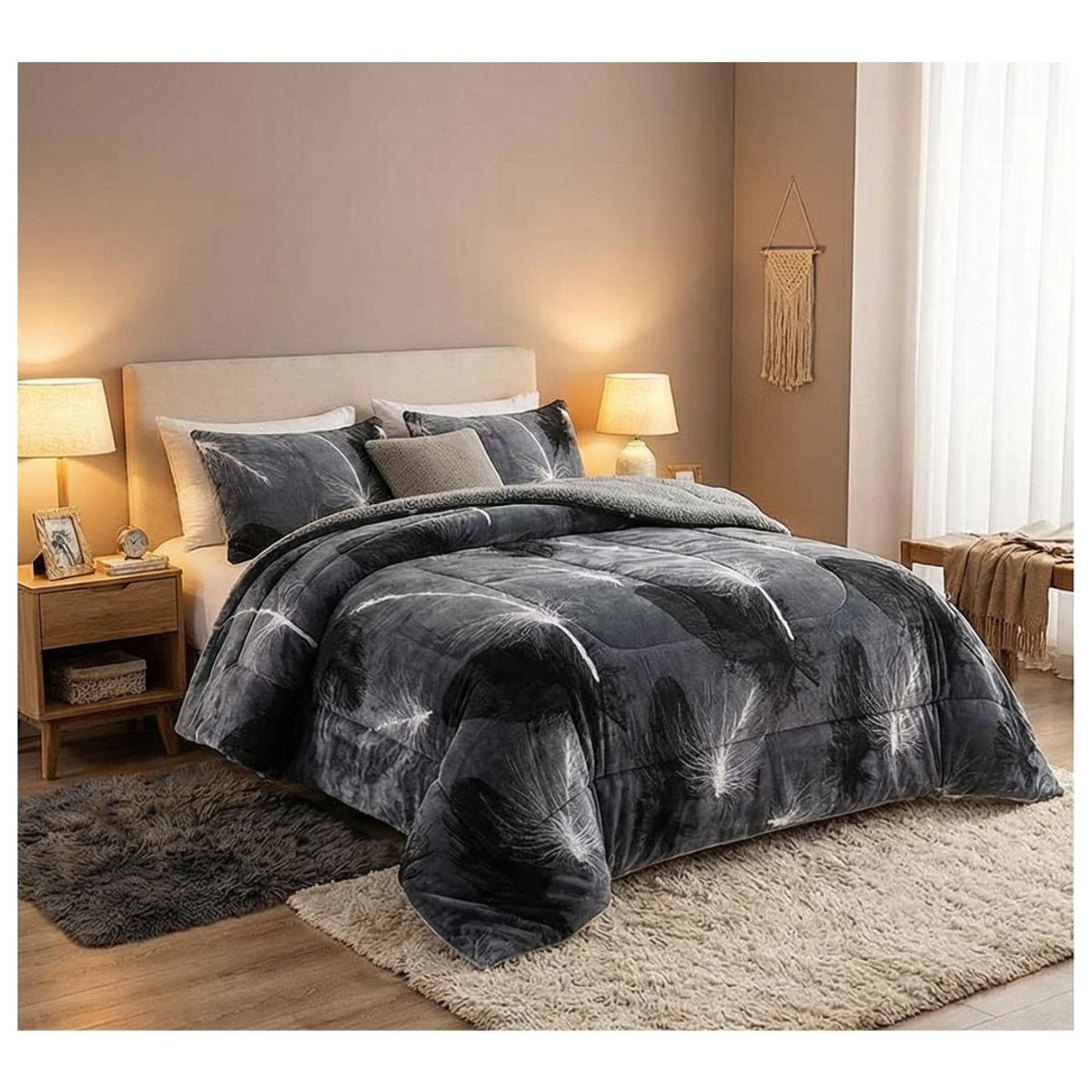 GENERICO - Cobertor Chiporro 2 Plazas -  Gris Dientes de León M88