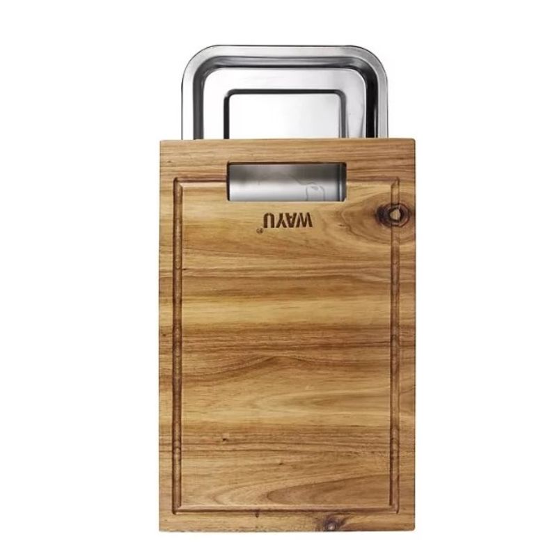 WAYU - TABLA MADERA  BANDEJA DE ACERO WAYU