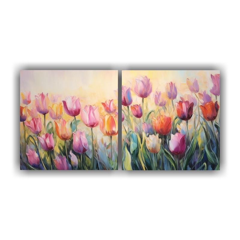 GENERICO - Pintura Vibrante De Tulipanes En Lienzo, Efecto Visual Inspi 160x80cm