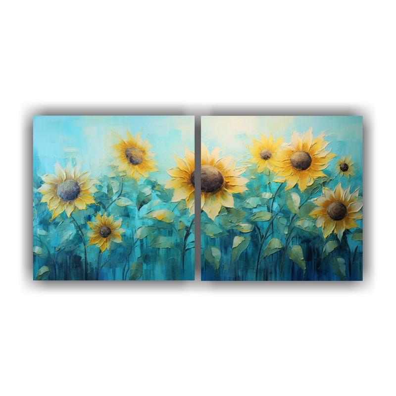 GENERICO - Pintura Lienzo Inspiración Colores Vibrantes Girasoles Turq 160x80cm