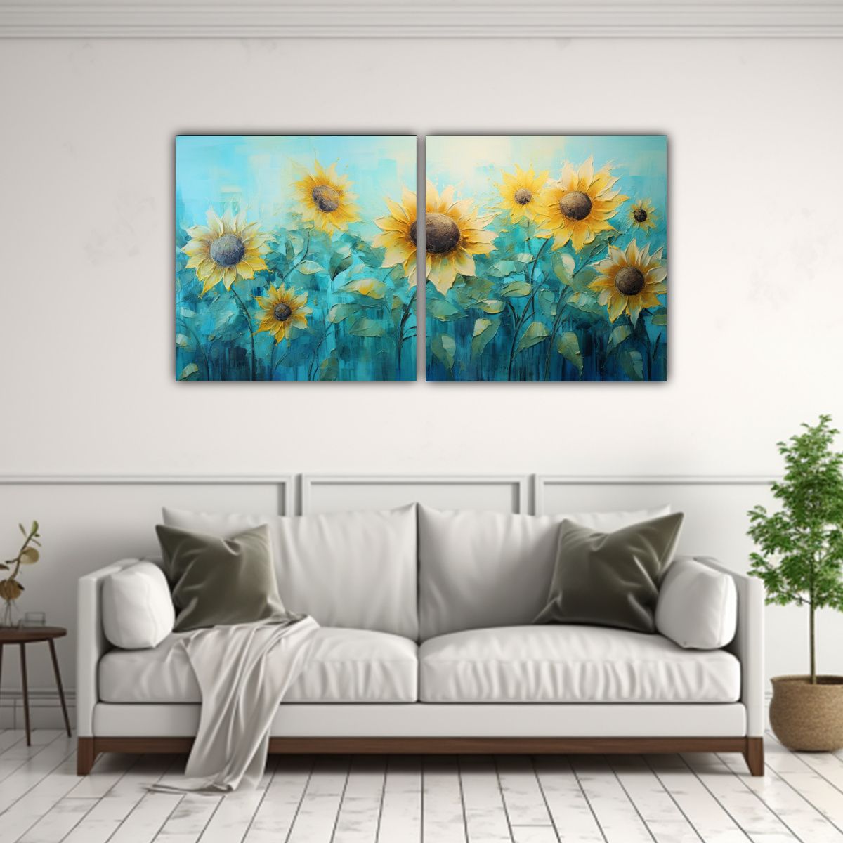 GENERICO - Pintura Lienzo Inspiración Colores Vibrantes Girasoles Turq 160x80cm