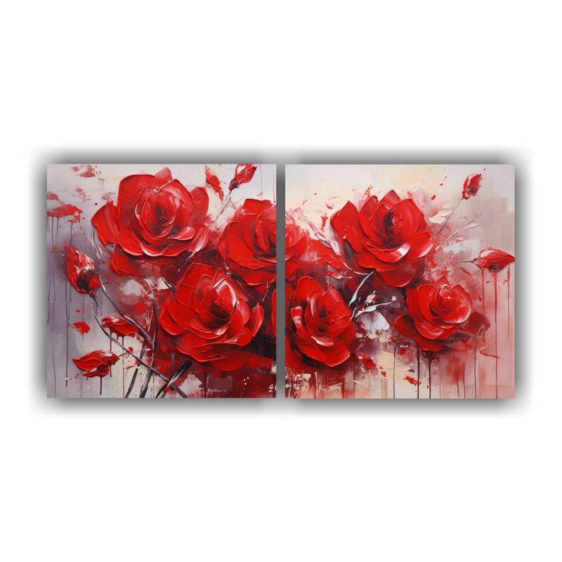 GENERICO - Pintura En Lienzo Estilo Espectacular De Rosas Rojas En Rojo 160x80cm