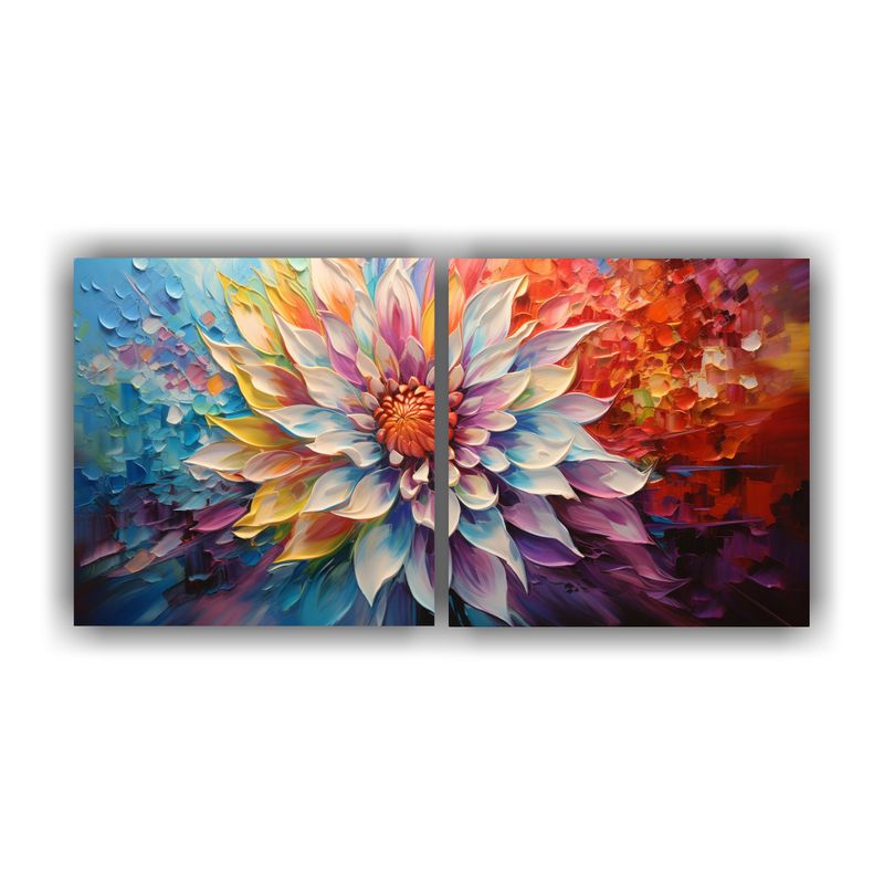 GENERICO - Pintura En Lienzo De Flores En Colores Arcoíris Inspirada E 160x80cm