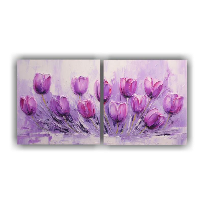 GENERICO - Pintura Lienzo Juvenil De Tulipanes Morados Estilo Decorativ 160x80cm