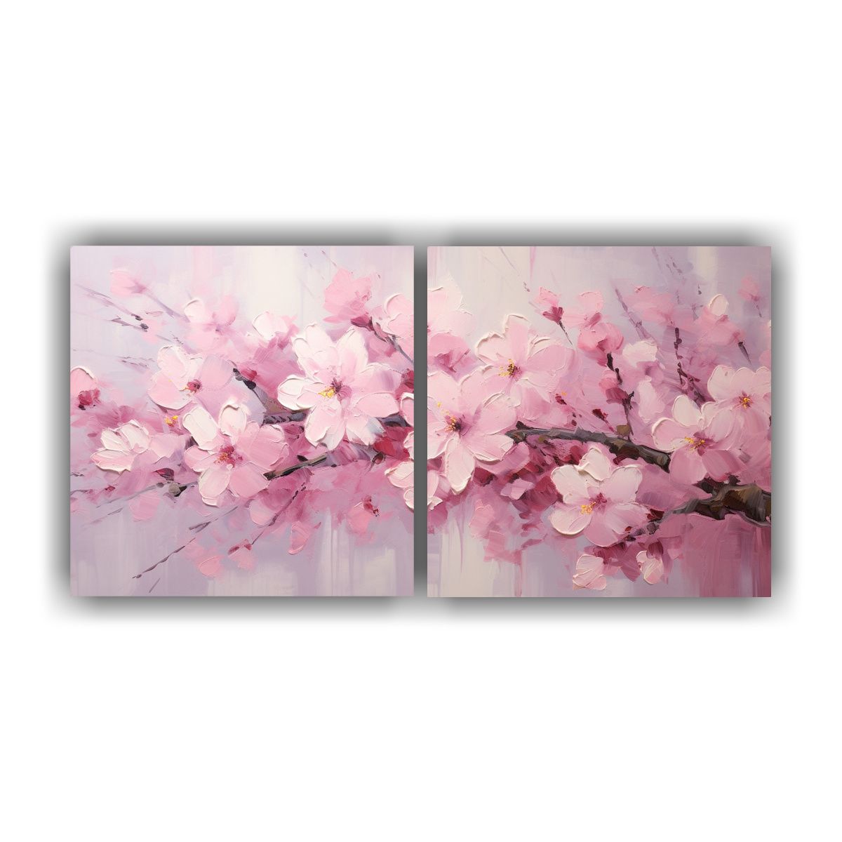 GENERICO - Set 2 Composiciones Colores Floral Pintura En Lienzo De Flor 160x80cm