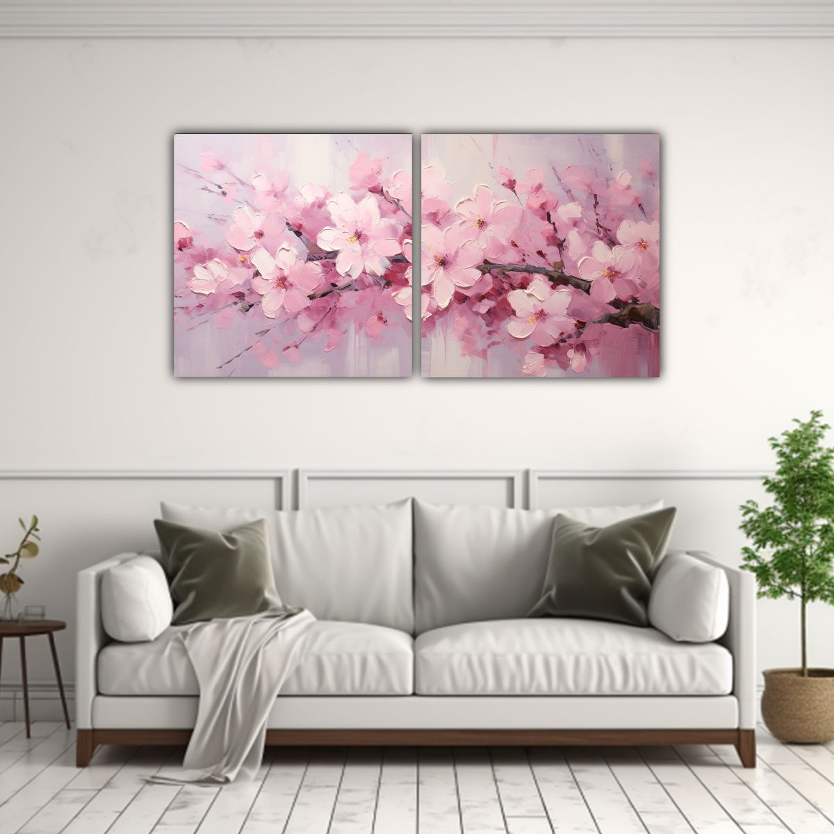 GENERICO - Set 2 Composiciones Colores Floral Pintura En Lienzo De Flor 160x80cm