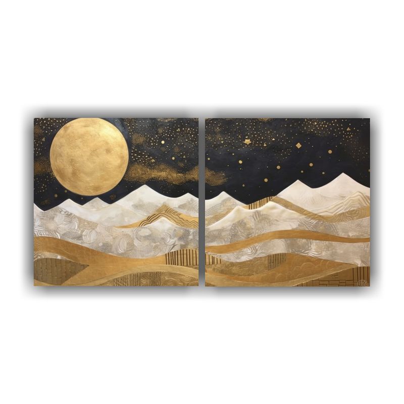 GENERICO - Pintura Con Luna Junto A Montañas Y Equilibrio Visual 160x80cm