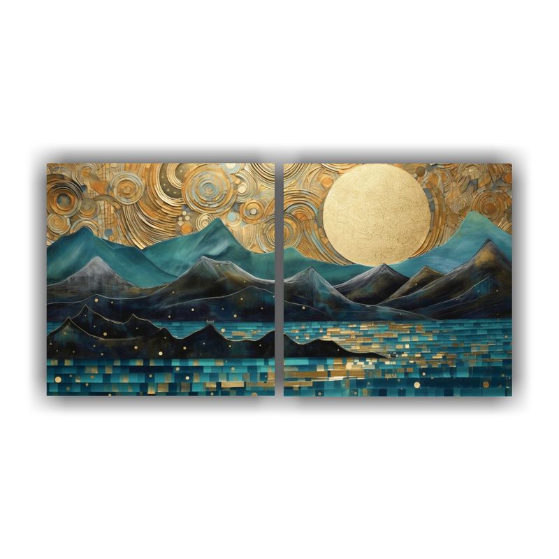GENERICO - Cuadro Decorativo De Luna Y Montañas, Decoración Elegante 100x50cm
