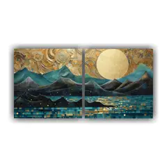 GENERICO - Cuadro Decorativo De Luna Y Montañas, Decoración Elegante 100x50cm