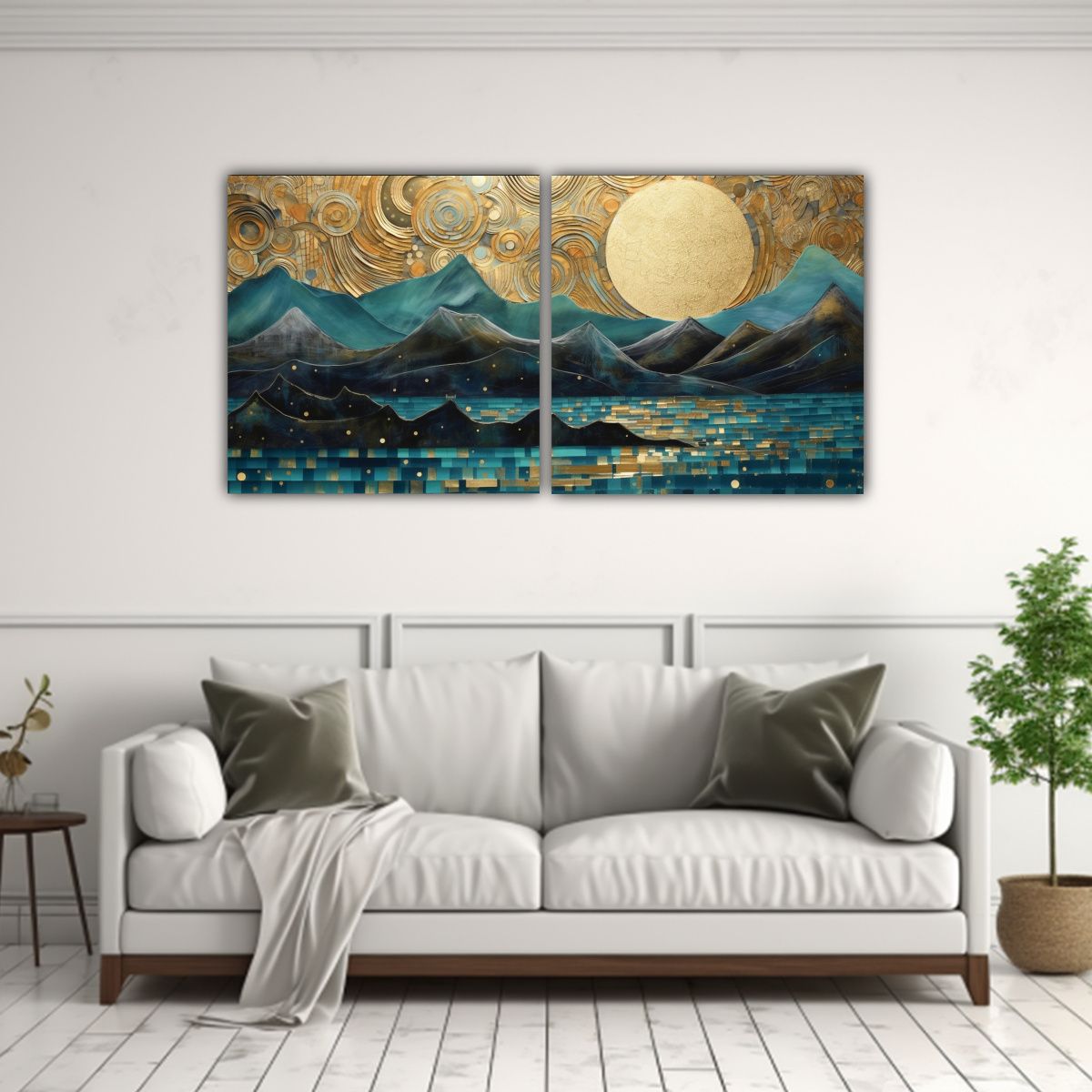 GENERICO - Cuadro Decorativo De Luna Y Montañas, Decoración Elegante 100x50cm