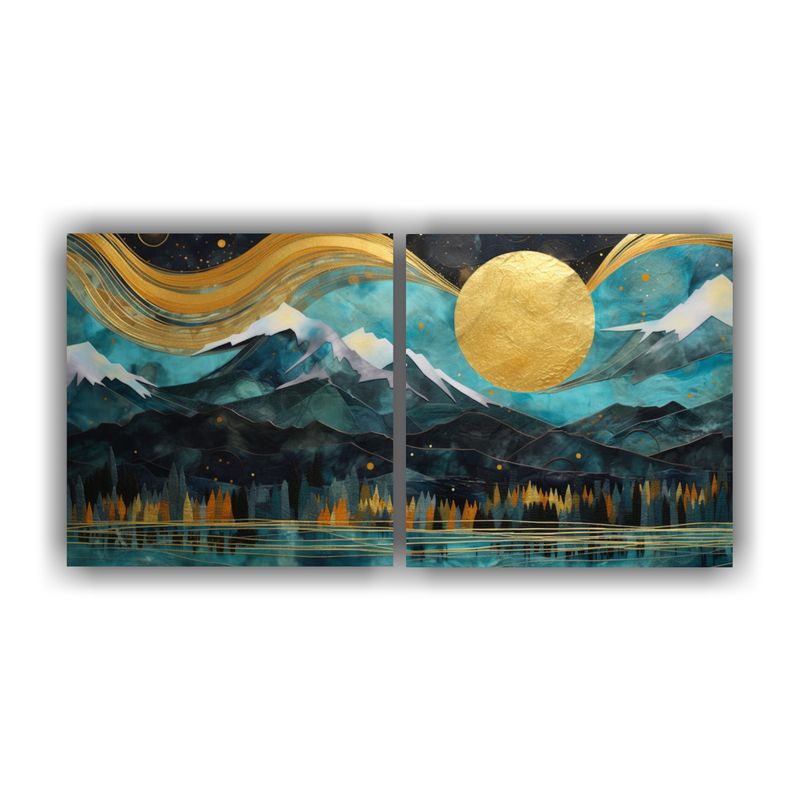 GENERICO - Diptico De Alta Calidad: Visión De Una Pintura Con Luna Cer 160x80cm