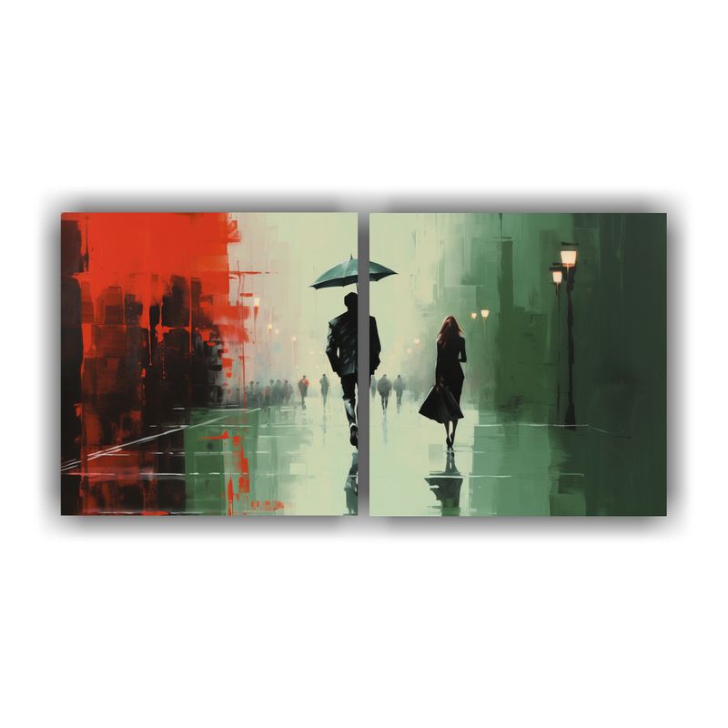 GENERICO - Pintura Vanguardia Duradero Personas Caminando Bajo La Lluvi 160x80cm