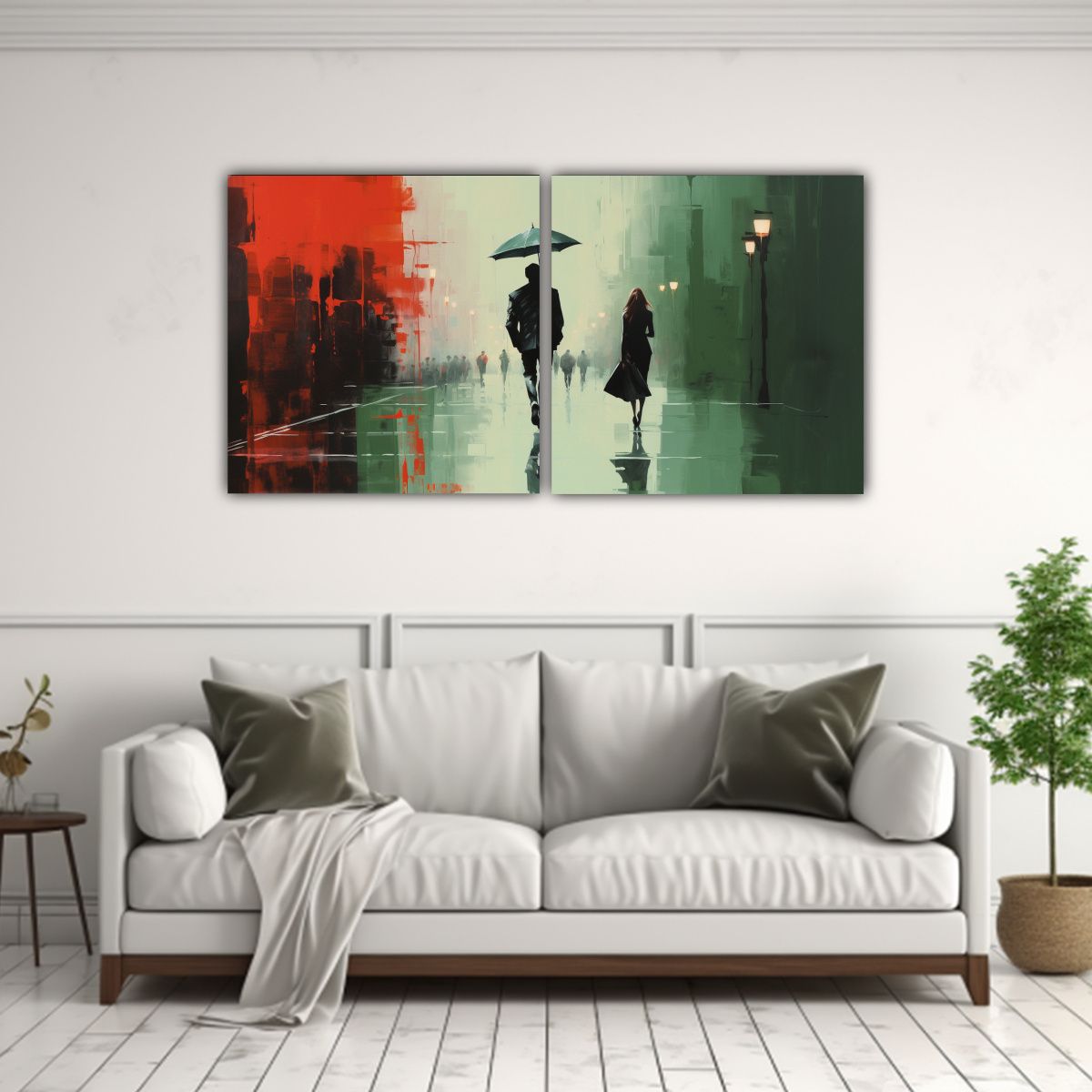 GENERICO - Pintura Vanguardia Duradero Personas Caminando Bajo La Lluvi 160x80cm