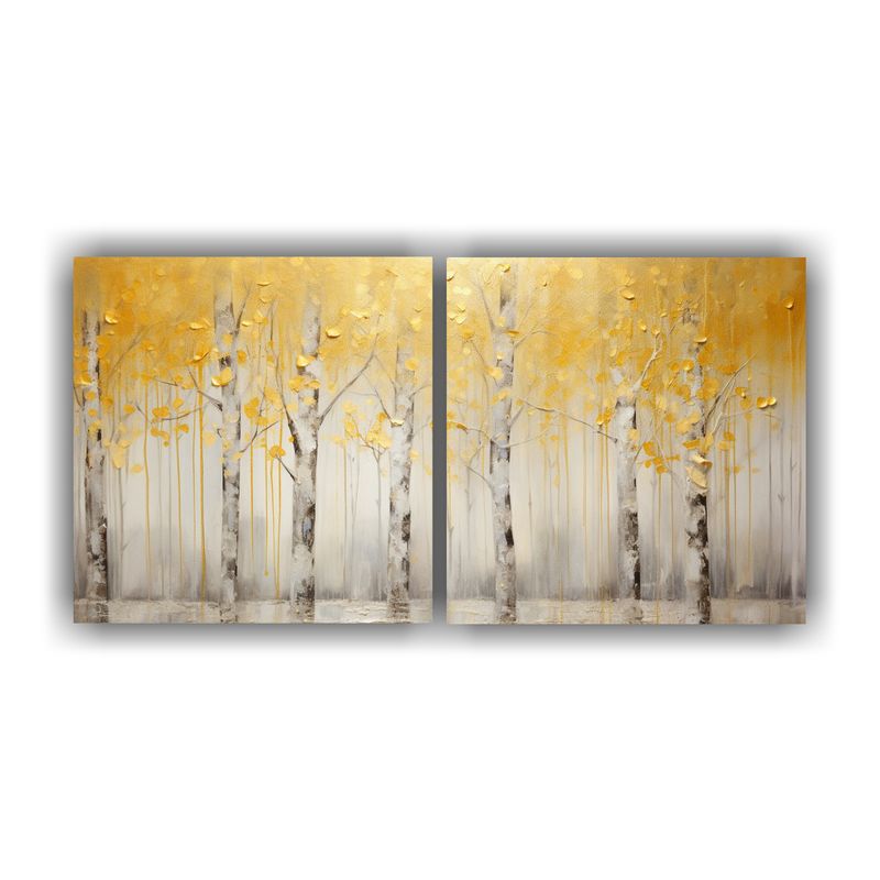 GENERICO - Conjunto De Pinturas Florales En Amarillo Y Plata En Estilo  160x80cm